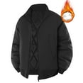 thumbnail image 4 of Xzbqbs Bomber Jacket Men Full Zip Up Thickened Warm Down Jackets Fashion Long Sleeve Lightweight Solid Stand Collar Flight Jacket, 4 of 9