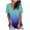 Blue, variant on Womens Summer Tops Casual Gradient Short Sleeve V Neck Tie-dye T Shirts Loose Fit Plus Size Plain Tees