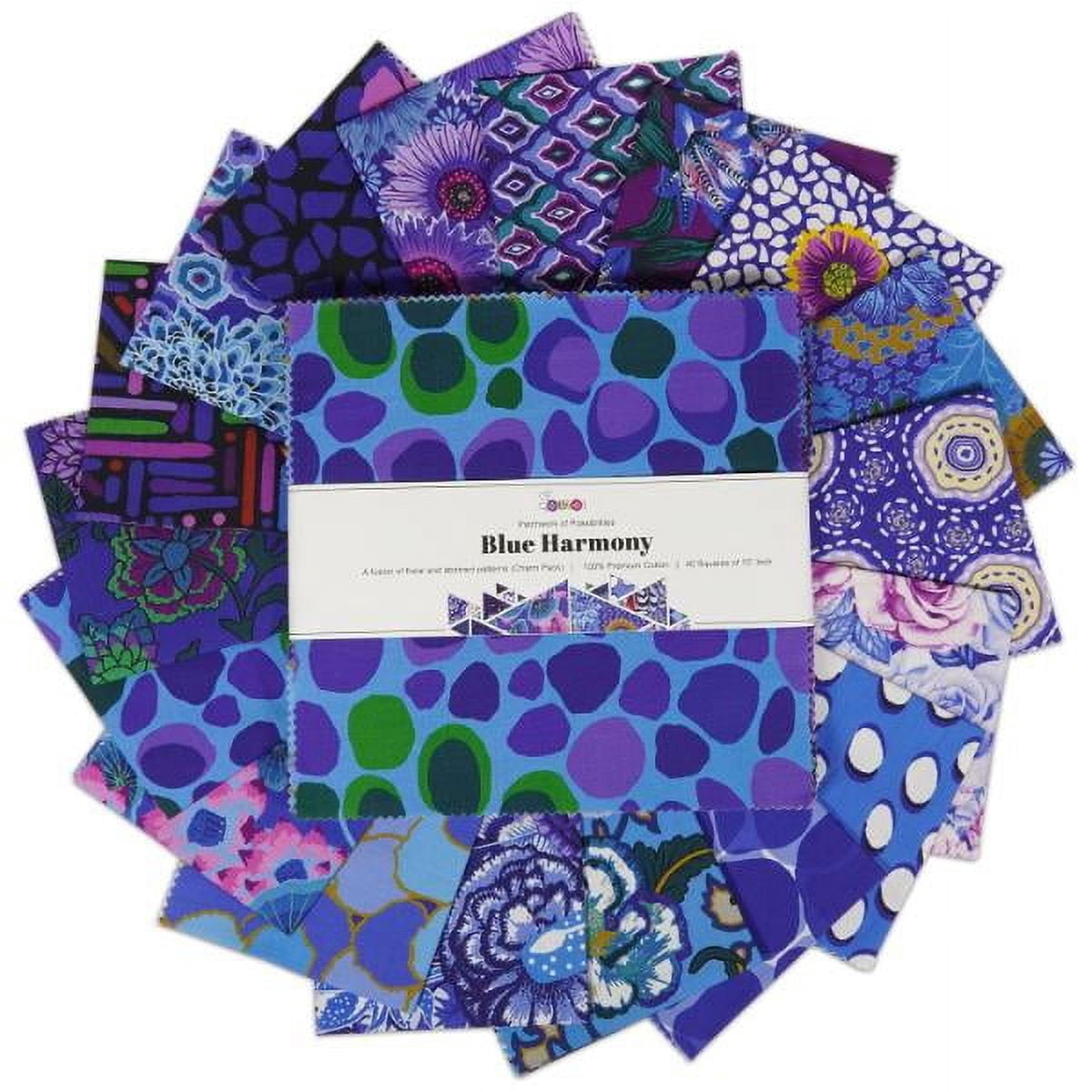 Soimoi 40 Pcs 10 x 10 inches Quilting Fabric Bundles Precut, DIY Cotton Fabric Squares, Printed Layer Cakes Patchwork Materials for Crafts Cloths Decor,Charm Squares for Quilts,Sewing - Blue Harmony