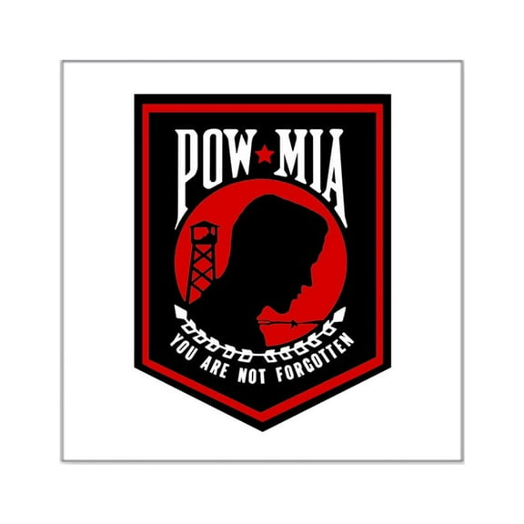 CafePress - POW MIA (Red) Rectangle Sticker - Square Sticker 3" x 3"