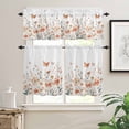 thumbnail image 2 of Pink Flower Kitchen Curtains and Valances Set, Watercolor Butterfly Wildflower Vintage Plant Rod Pocket Window Valance Window Curtain Panels for Living Room Bedroom Laundry, 27.5x24in, 3 Pieces, 2 of 7