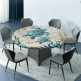 thumbnail image 2 of Ocean Turtle Fitted Tablecloth Round, Blue Green Ocean Animal Theme Elastic Edged Table Covers for Indoor Restaurant Canteen or Outdoor Patio Party Dining Table Decor, Fits Tables 44" - 48" Diameter, 2 of 5