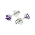 thumbnail image 2 of 14K Solid Gold Screw Back Stud Earrings for Women | 1 cttw Round Cut Simulated Alexandrite | White Gold, 2 of 5