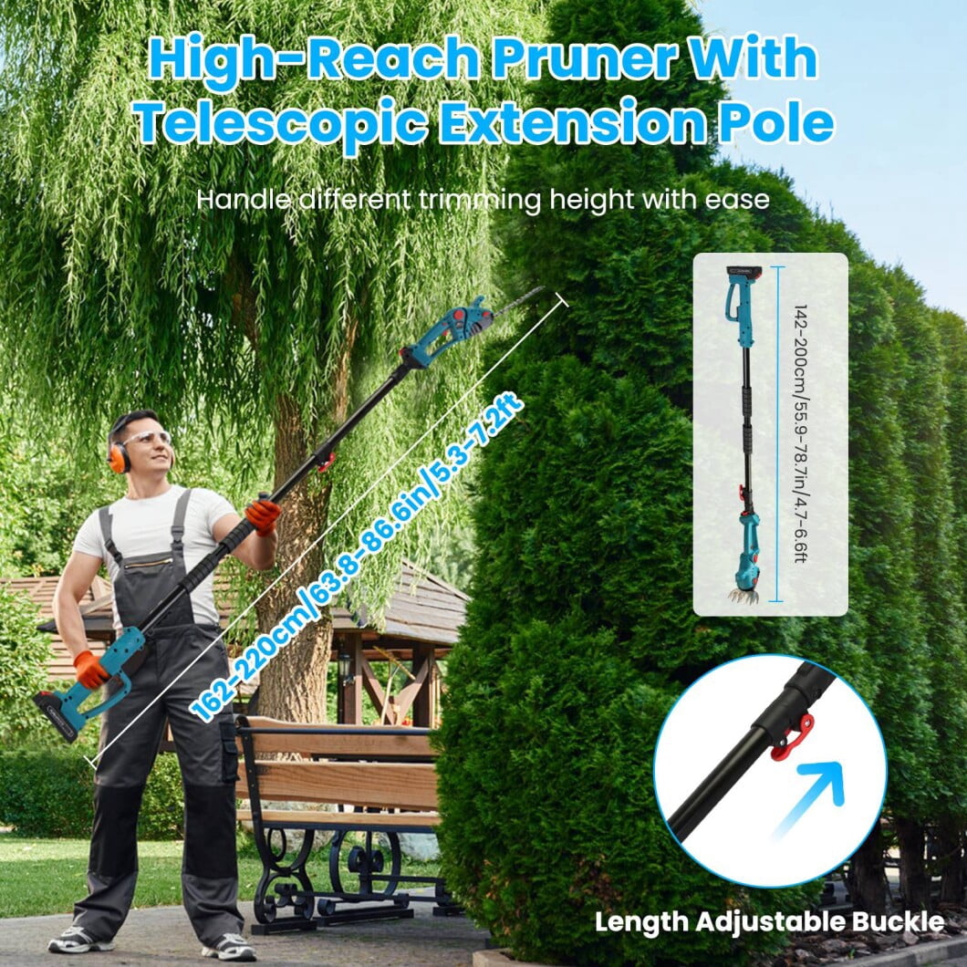 Cordless Grass Shear, 3-in-1 Handheld Hedge Trimmer, 21V Electric Grass Trimmer & Shrubbery Trimmer, Battery Operated Hedge Trimmer for Garden/Lawn with Battery and Charger