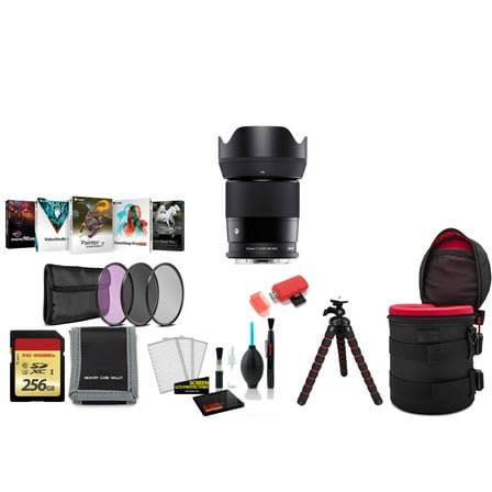 Sigma 23mm F/1.4 DC DN Contemporary Lens (Leica L) 348969 APS-C Format - Bundle with 256GB Memory Card, 3 Piece Filter Kit and More