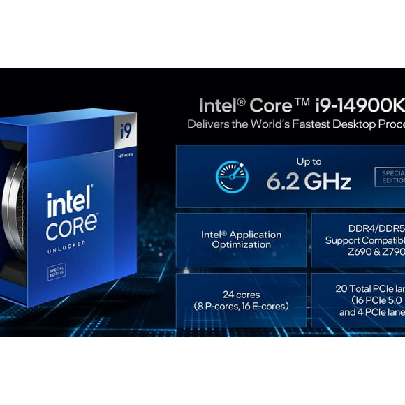 New Intel 14th Gen Raptor Lake Core i9-14900K CPU 6.0GHz Boost Speed Best Gaming CPU OC for Z790 MB RTX 4090 Card BX8071514900K + Best Notebook Stylus Pen Light