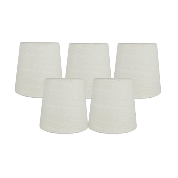 MERIVILLE Linen Clip-On Chandelier Lamp Shades, 4 x 5 x 5 in, Eggshell, Set of 5