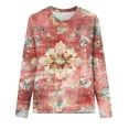 thumbnail image 4 of YUGYXL Tie Dye Long Sleeve Shirts for Women Ladies Tunics Comfy Pullover Fall Lightweight Blouse Holiday Top Pink XL, 4 of 4