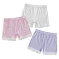 thumbnail image 4 of YONGHS Kids Girls 3 Pack Bike Shorts Solid Color Dance Gym Yoga Sports Bike Shorts White&Pink&Purple 7-8, 4 of 5