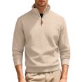 thumbnail image 2 of pstuiky Camisas de invierno de manga larga para hombre, Blusa/camiseta informal y moderna de terciopelo de punto con cuello alto y cremallera para hombre, de color liso top de hombre m, 2 of 9