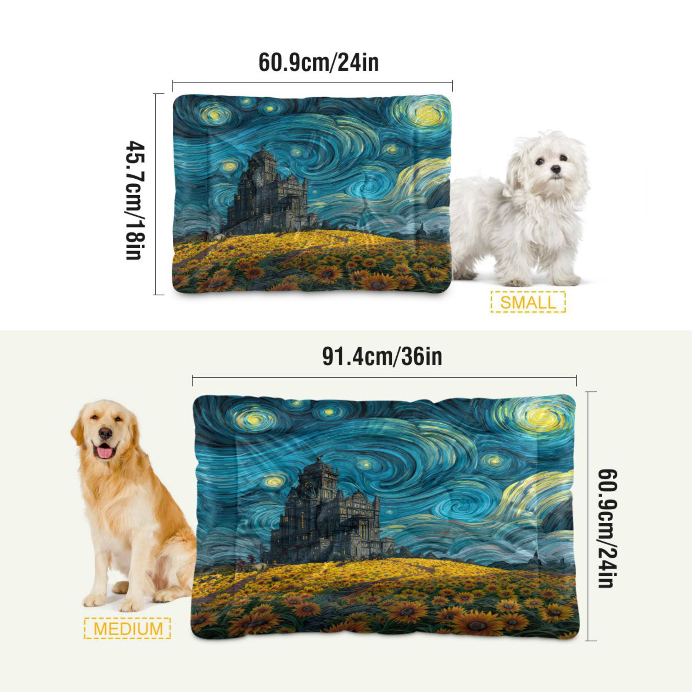Qxltty Sunflower Field Ped Pad Wear-resistant and Hard to Bite Through Sleeping Pad for Small Medium Large Dogs Winter Pet Bed 36×24in