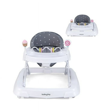 Resenkos Foldable Baby Activity Walker with Adjustable Height and Detachable Seat Cushion-Gray, Walkers for Babies for Boys Girls Babies