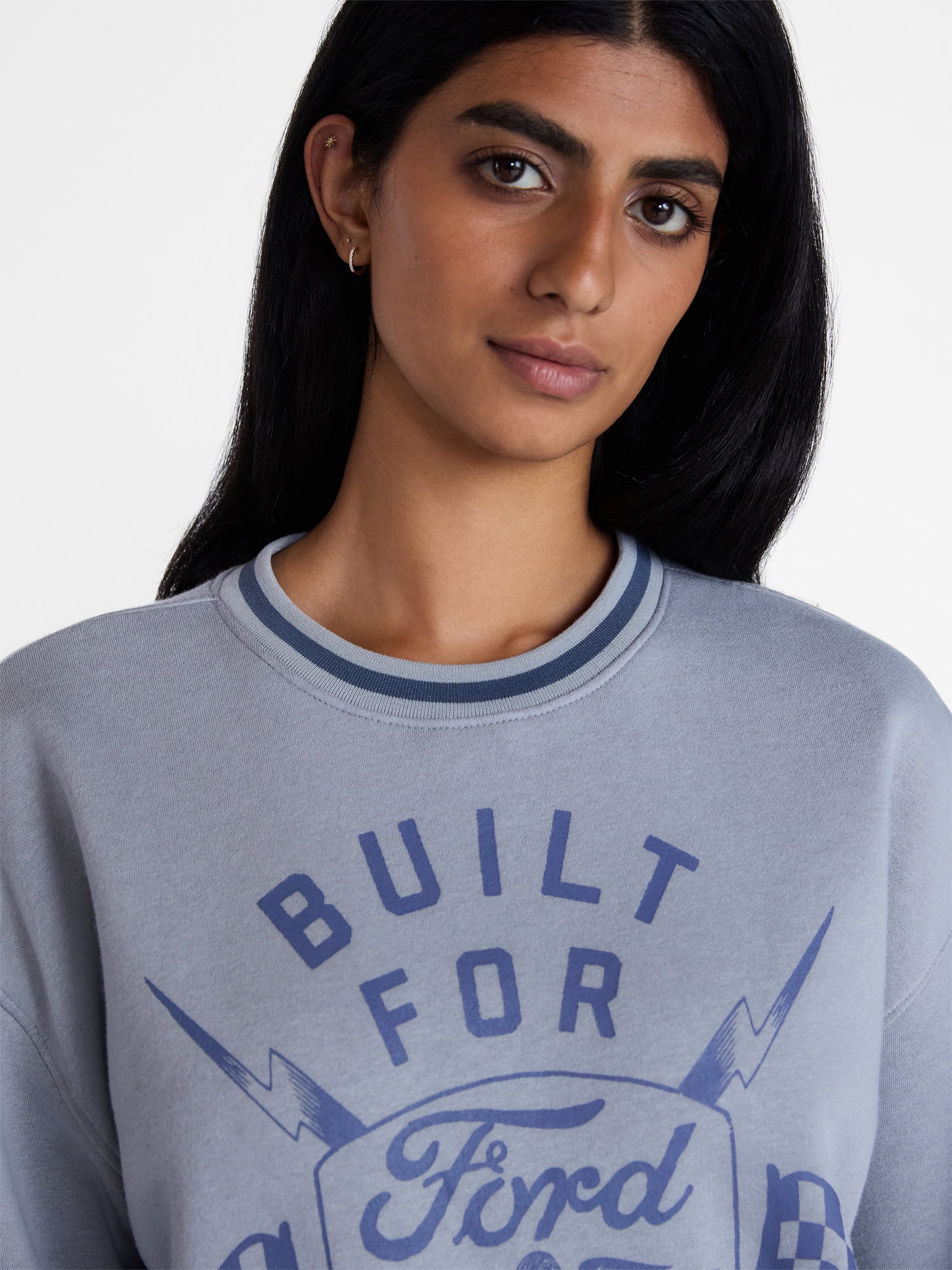 Ford Women's Built for Speed Crewneck Graphic Sweatshirt with Long Sleeves, Sizes XXS-XXL