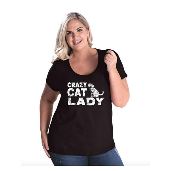 Women's Plus Size Curvy T-Shirt - Crazy Cat Lady