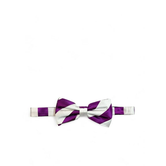 Purple and White Striped Silk Bow Tie Set