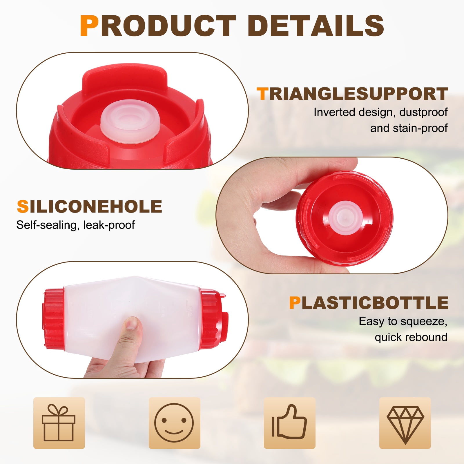 Uxcell Condiment Squeeze Bottles, 2pcs 20 oz Refillable Plastic Squirt Bottle Dispensers Leak Proof for BBQ Cooking Oil Barbecue Seasoning Honey Syrup, Red