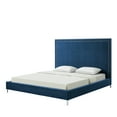 thumbnail image 2 of Inspired Home Raffaele Velvet Bed Nailhead Trim Queen, Navy, 2 of 9