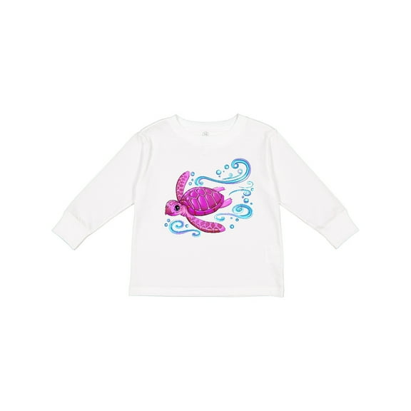 Inktastic Cute Pink Sea Turtle Boys or Girls Long Sleeve Toddler T-Shirt