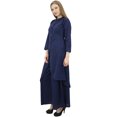thumbnail image 5 of Phagun Solid Blue Indian Clothing Asymmetrical Kurta Kurti With Palazzo Pant-4, 5 of 6