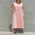 thumbnail image 3 of Robe Longue Maxi Bohème pour Femmes, Décontractée, Sans Manches, Robe Longue, Robes d'Été de Plage pour Dames, 3 of 6