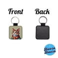 thumbnail image 4 of Cat Wearing Scarf Faux Leather Square Keychain, 4 of 7