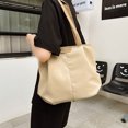 thumbnail image 3 of Bolso de lona unicolor de gran capacidad para mujer, nueva colección 2025, estilo japonés casual, bolso de hombro para estudiantes universitarios., 3 of 10