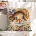 thumbnail image 6 of bunny flowers Linen toss pillowcase Decoration pillowcase Gift preferred 20x20" Cushion cover 4 set Sofa pillowcase Sofa bedroom living room car, 6 of 8