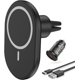 thumbnail image 1 of Cargador de coche inalámbrico magnético compatible con cargador de coche Mag-Safe para iPhone 14/13/12 Series con cargador de coche de 18 W negro, 1 of 6
