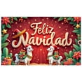 thumbnail image 7 of Red Theme Christmas Banner Gold Stars Feliz Navidad Banner Poinsettia Decor Alpaca Pattern Holiday Banner for Christmas Party Holiday Decoration Mexican Christmas Event, 7 of 7