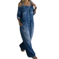 thumbnail image 3 of Edvintorg Denim Jumpsuit for Women Plus Size Adjustable Straps Long Sleeve Loose Casual Jean Jumpsuits Women's Clothes S-3XL Blue, 3 of 8