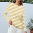thumbnail image 6 of Women's Long Sleeve Striped T-Shirt, Casual Red and White Crew Neck Top, Soft Cotton Blend, 6 of 8