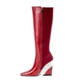 thumbnail image 3 of Ninety Union Villa Tall Lucite Square Toe Elastic And Nappa Boot, Burgundy, 13, 3 of 5