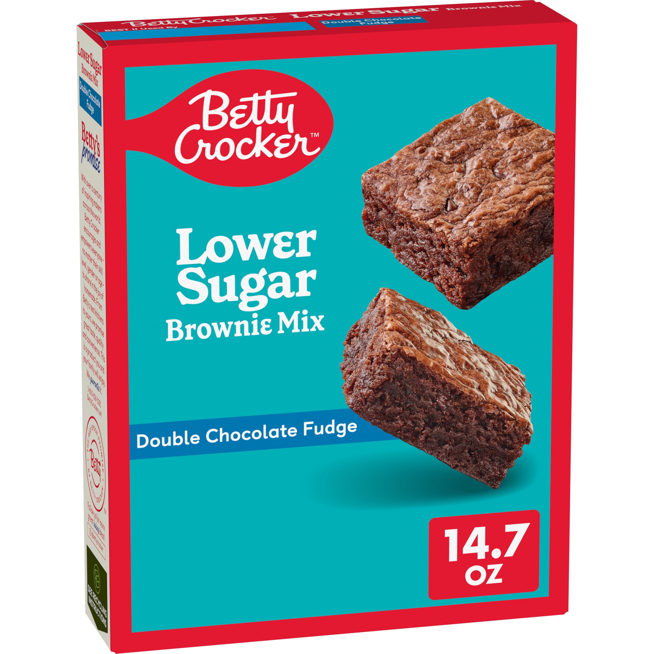 (3 pack) Betty Crocker Lower Sugar Brownie Mix, No Artificial Sweeteners, 14.7 oz