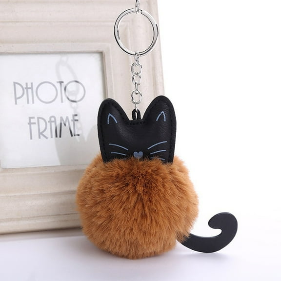Xinyolin Artificial Fur Fluffy Cat Key Ring, Keychain Fashion Jewelry Bag Hang Accessories