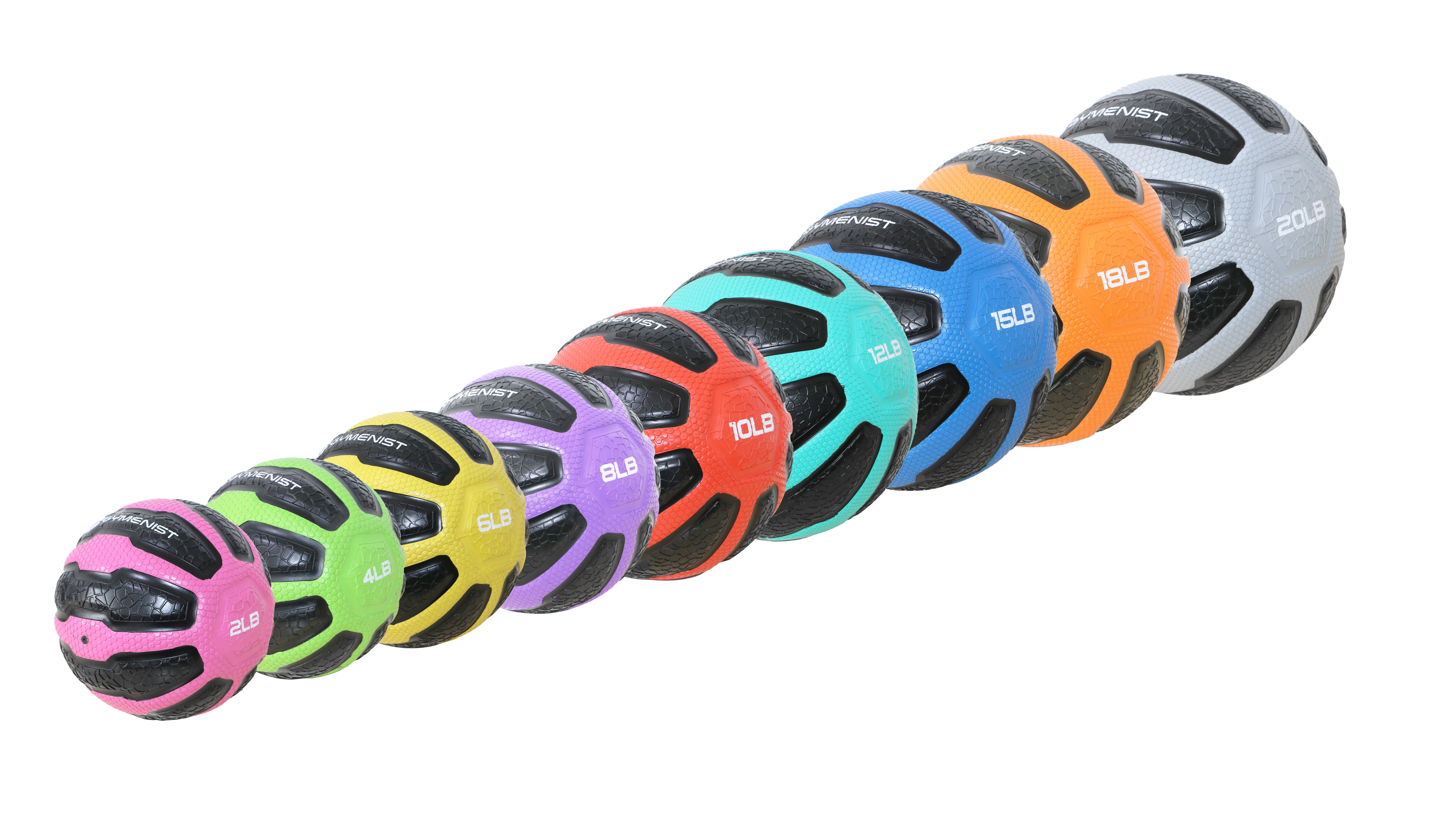 GYMENIST Rubber Medicine Ball with Textured Grip, Available in 9 Sizes, 2-20 LB, Weighted Fitness Balls,Improves Balance and Flexibility