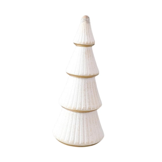 Minifigura de árbol de Navidad artificial de madera para escritorio, estatua, mesita de noche o mesa pequeña. Blanco 10x10x24cm