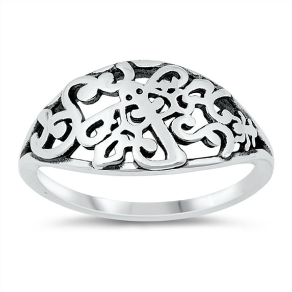 Wholesale Filigree Swirl Open Ring .925 Sterling Silver Band Jewelry Female Male Unisex Size 5