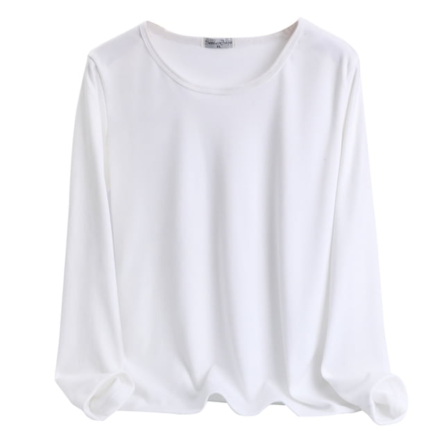 MIASHUI German Fleece Thermal Underwear Set Women Autumn Winter Plus Size MiddleAged Semi High Neck Patch秋衣秋裤Base Layer White,XL