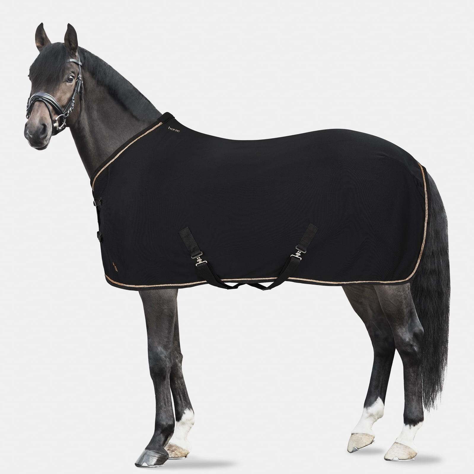 HORZE Glarus Fleece Cooler Horse Blanket with Cross Surcingles
