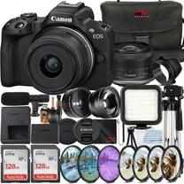 Canon EOS R50 Mirrorless Camera with RF-S 18-45mm Lens   2 Pack SanDisk 128GB Memory Card   Case   Wide Angle   LED Flash   SV Premium Accessory Bundle