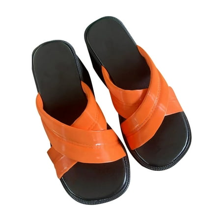 

Womens Summer Fashion Cross Straps Thick Bottom Non-slip Wedge Slippers Summer Open Toe Slide Sandals Comfortable Flats Flip-Flops Sandal Casual Platforms Wedge Sandals Heeled Sandals A40060