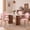 Pink, variant on Pinmoco Upholstered Dining Chairs Set of 4, Mid Century Modern Dining Room Chairs, Tulip Kitchen Table Chairs with Metal Legs, Teddy Fabric, Beige
