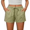 thumbnail image 2 of Women's Summer Elastic Waist Drawstring Casual Shorts With Pockets Soft Lightweight Breathable Wrinkle Resistant Loose Daily Bottoms,XL, 2 of 5