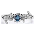 thumbnail image 1 of JeenMata Anillo de Compromiso con Diseño de Solitario con Topacio Azul Londres de Talla Brillante Redonda de 0,50 Quilates y Hojas en Forma de Rama Bañado en Oro Blanco de 18 K sobre Plata, 1 of 5