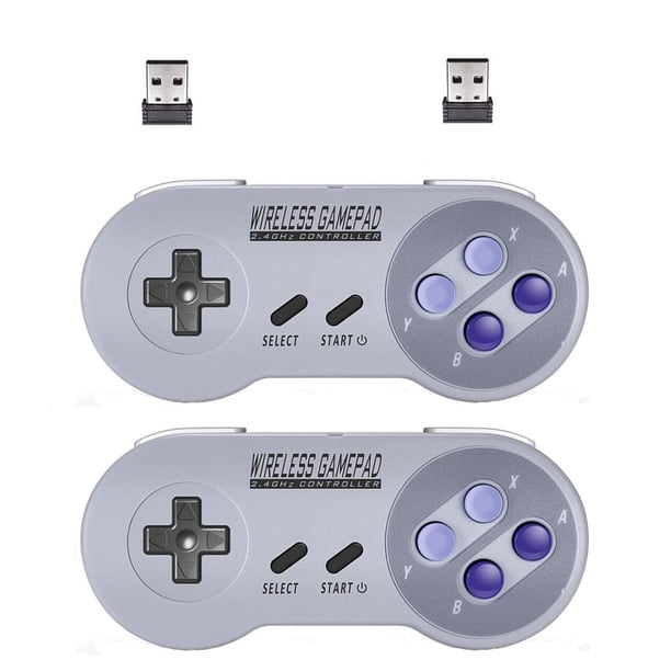 Paquete de 2 mandos inalámbricos USB ZAMPAM de 2,4 GHz, compatibles con juegos de SNES y Nintendo Switch. Gamepad USB retro para Windows, Mac, Linux, Raspberry Pi y RetroPie. Diseño clásico, listo par