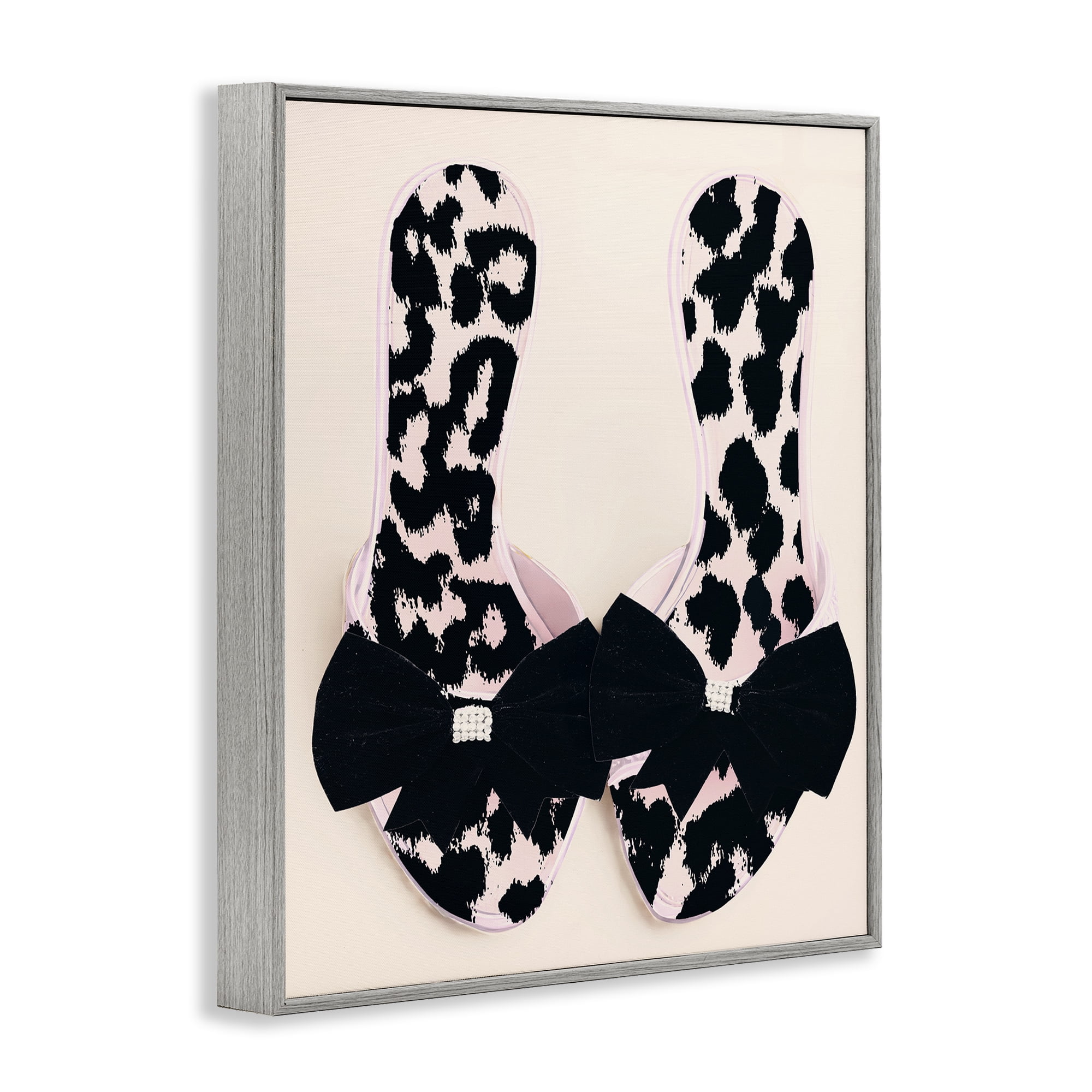 Cat Walk Spotted Shoes Gray Framed Giclee Art, design by Annabelle Hall