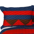 thumbnail image 2 of Red Blue Brown Geometric Teen Boy Bedding Full/Queen Quilt Set Modern Striped, 2 of 4