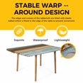 thumbnail image 4 of Blue Brown Table Cloths for 5 Foot Rectangle Tables, Farmhouse Rustic Wooden Plank Board Patio Waterproof Elastic Fitted Tablecloths, Washable Rectangular Table Cover for Camping, 4 of 8