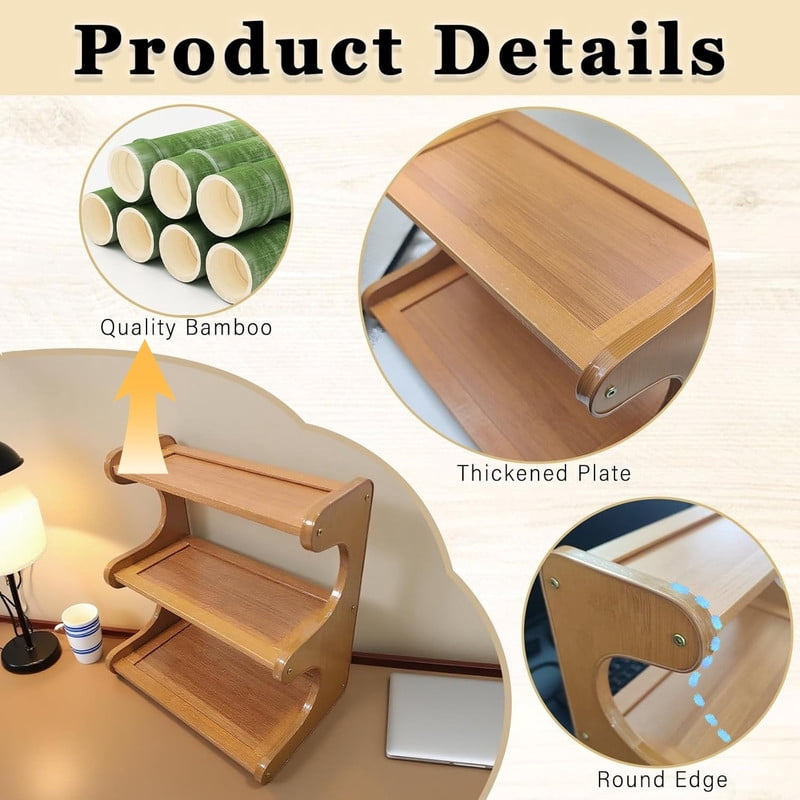 Howcool 3-Tier Bamboo Shoe Rack, Shoes Shoe Organizer, Freestanding Storage Shelf