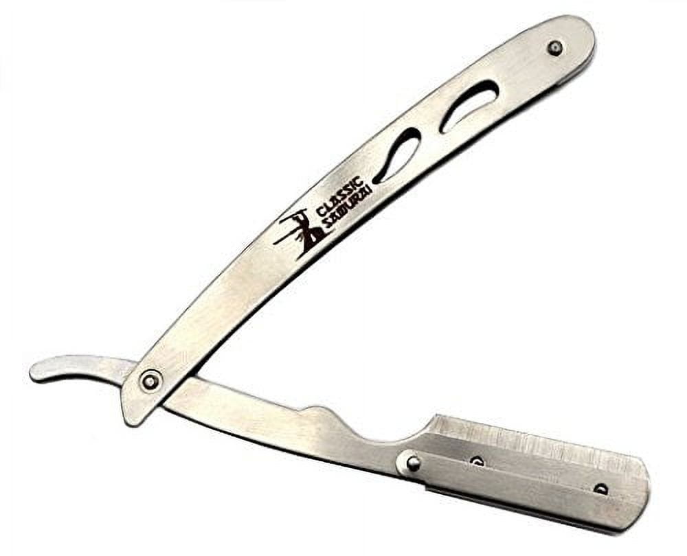Straight Barber Edge Steel Razors Folding Shaving Knife With 10 PCS Blades  Metal